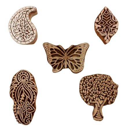 Set of 5 Piece New Mix Wooden Printing Blocks